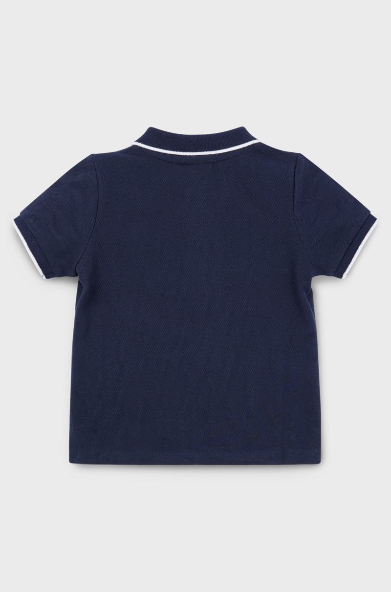 Hugo Boss Polo Para Niños De Piqué De Algodón Con Logo Estampado
