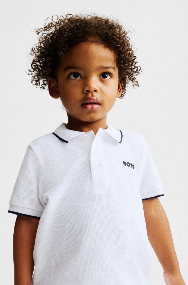 Hugo Boss Polo para niños de piqué de algodón con logo estampado
