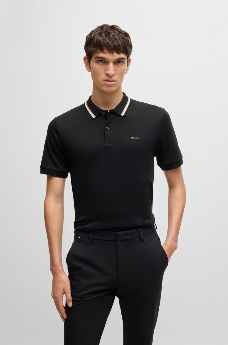 Hugo Boss Polo slim fit de algodón con cuello a rayas