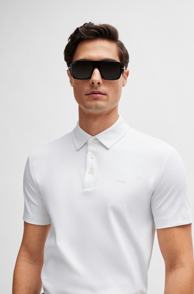 Hugo Boss Polo Slim Fit De Algodón Con Logo De Goma
