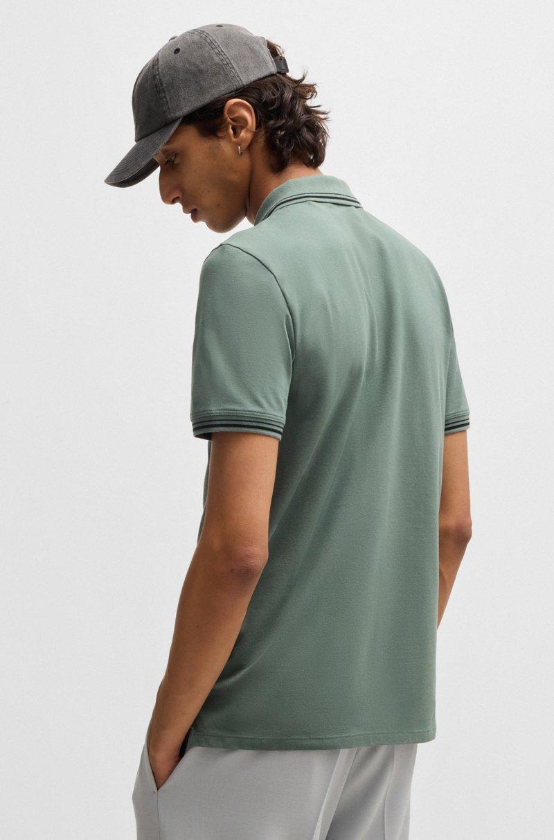 Hugo Boss Polo Slim Fit De Algodón Elástico Con Logo Estampado