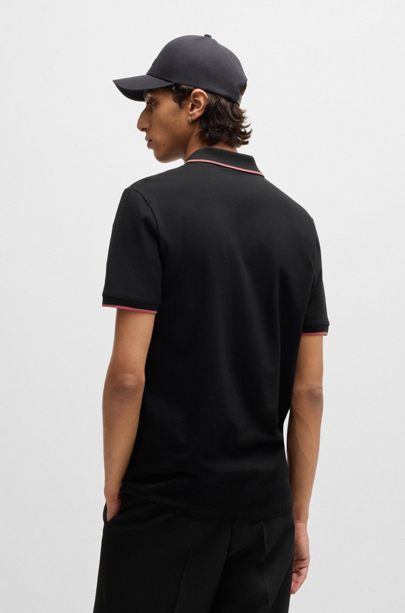 Hugo Boss Polo Slim Fit De Algodón Elástico Con Logo Estampado