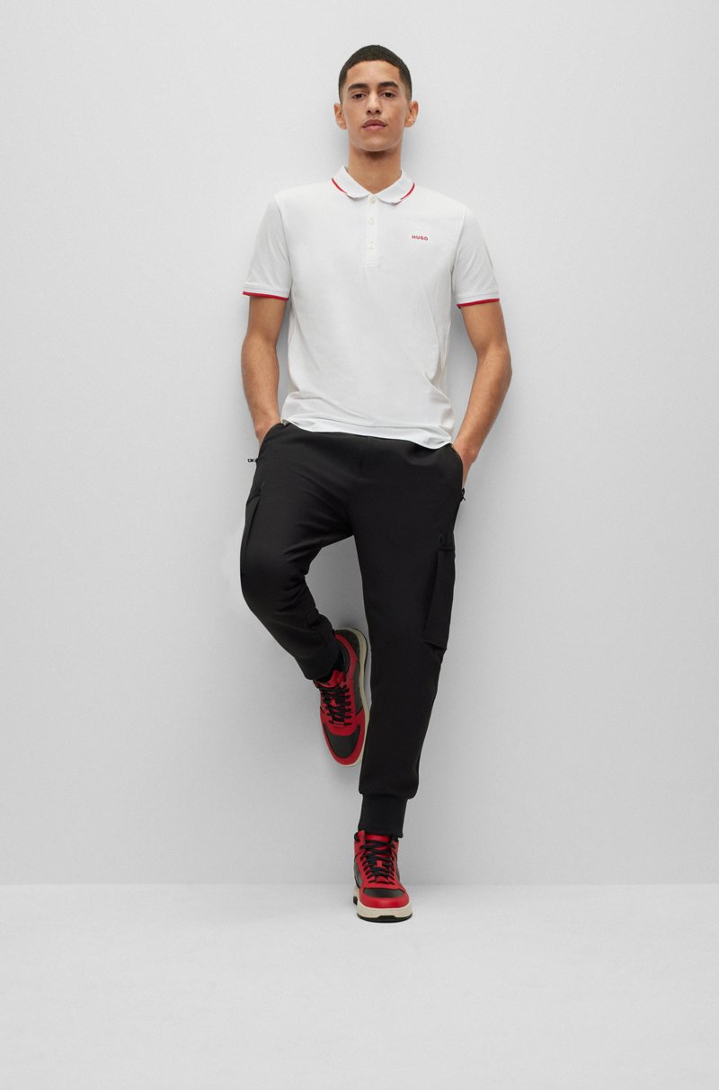 Hugo Boss Polo Slim Fit De Algodón Elástico Con Logo Estampado