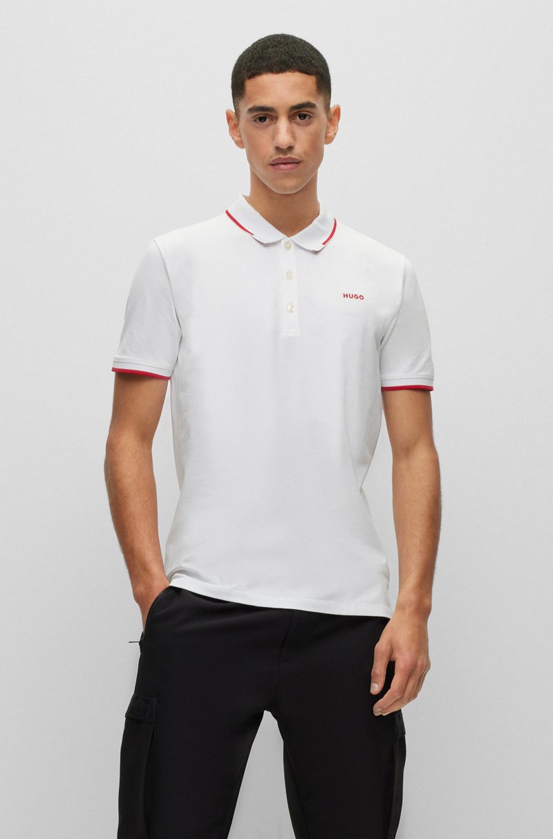 Hugo Boss Polo slim fit de algodón elástico con logo estampado