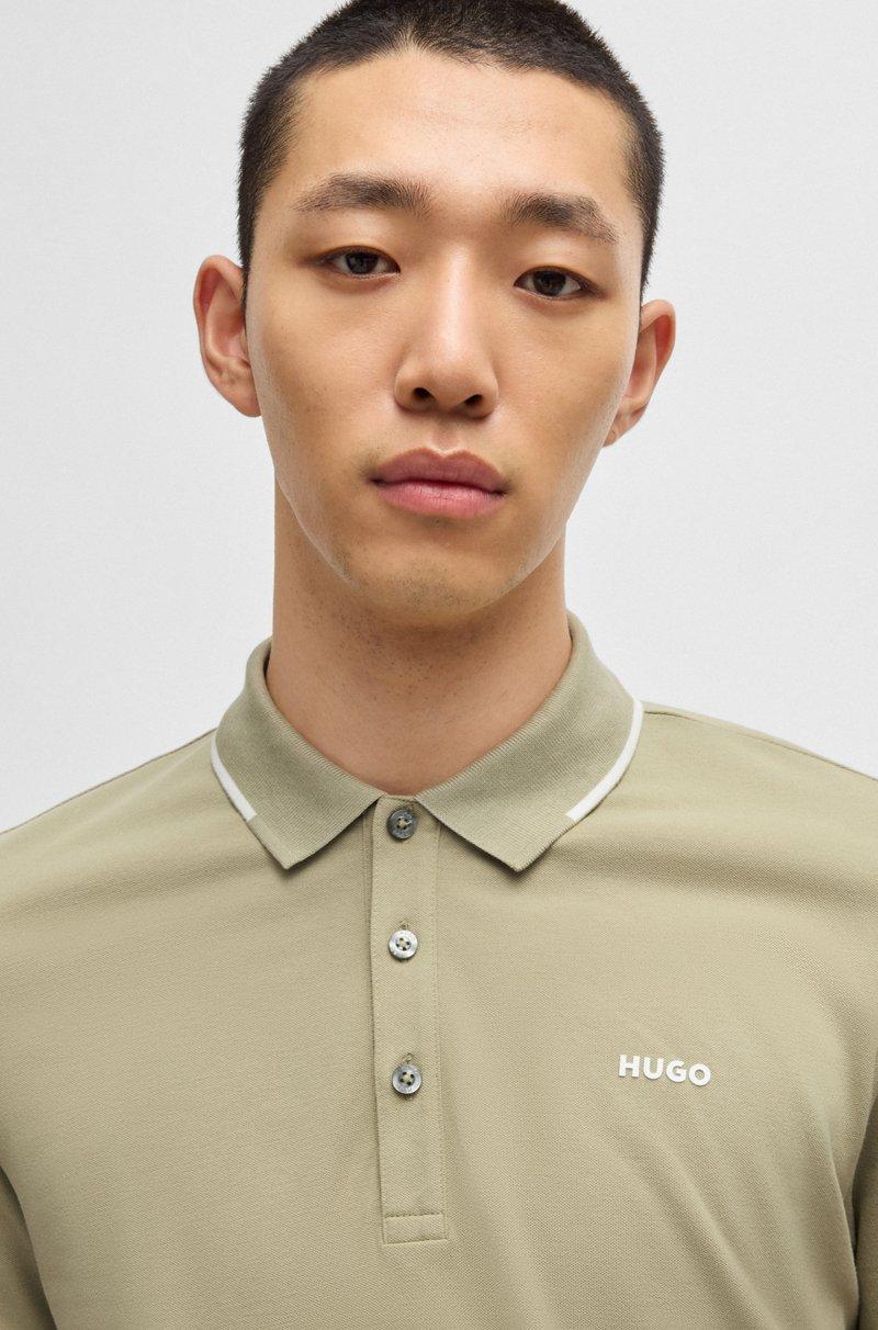 Hugo Boss Polo Slim Fit De Algodón Elástico Con Logo Estampado