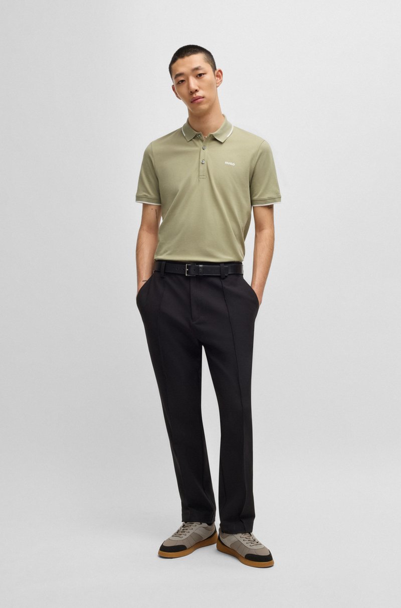 Hugo Boss Polo Slim Fit De Algodón Elástico Con Logo Estampado