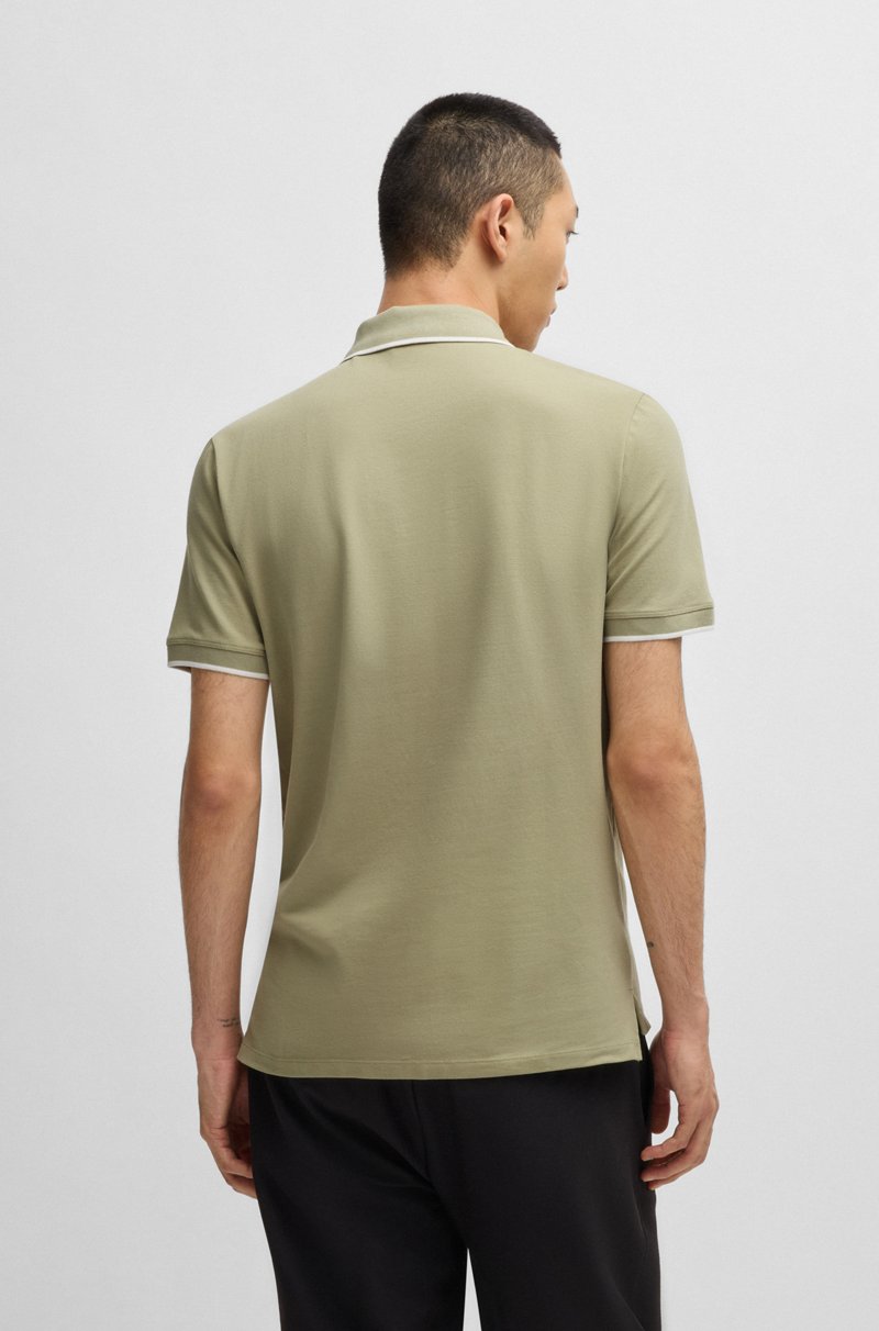 Hugo Boss Polo Slim Fit De Algodón Elástico Con Logo Estampado