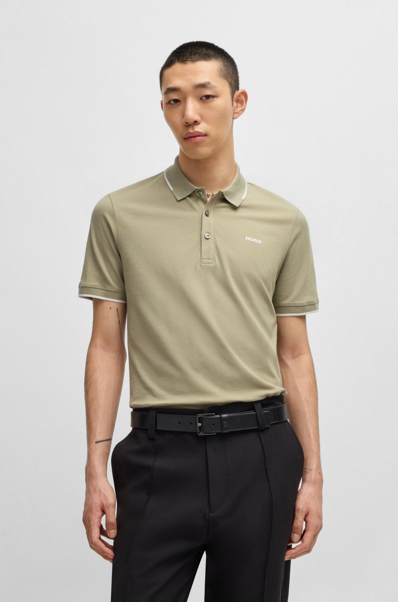 Hugo Boss Polo slim fit de algodón elástico con logo estampado