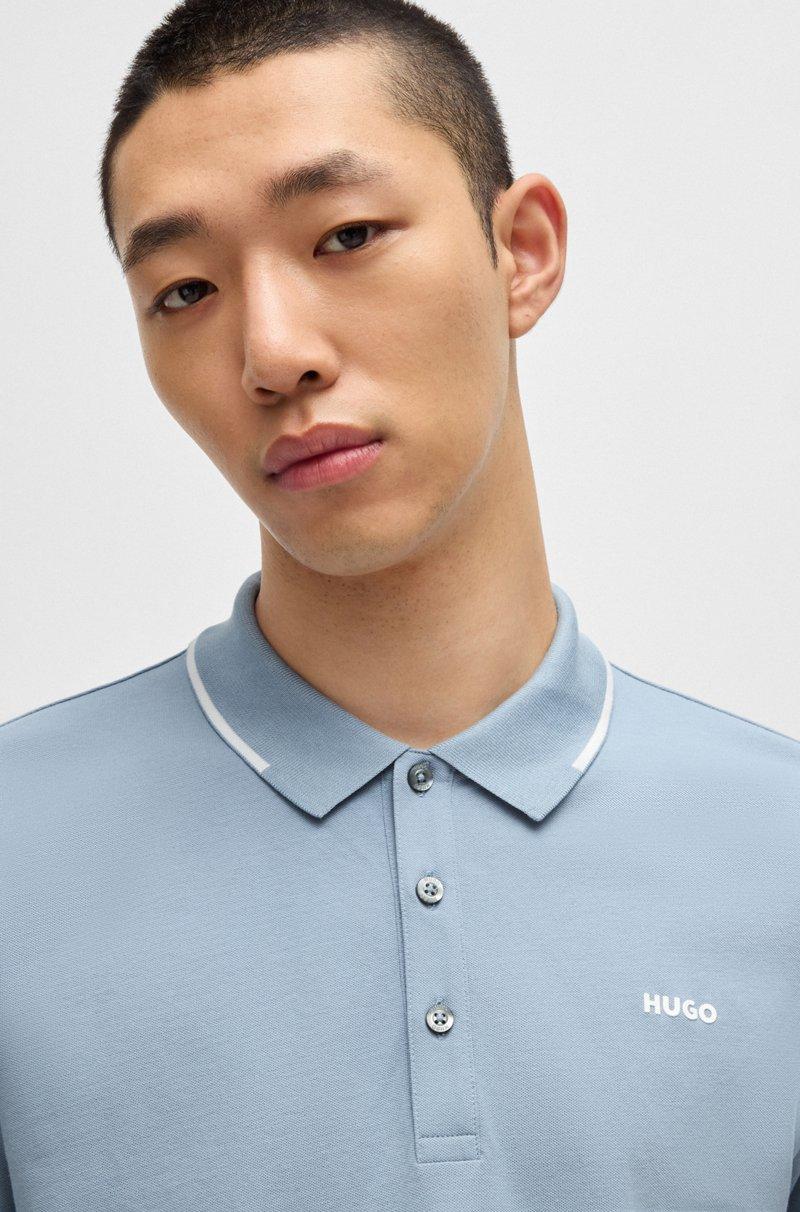 Hugo Boss Polo Slim Fit De Algodón Elástico Con Logo Estampado