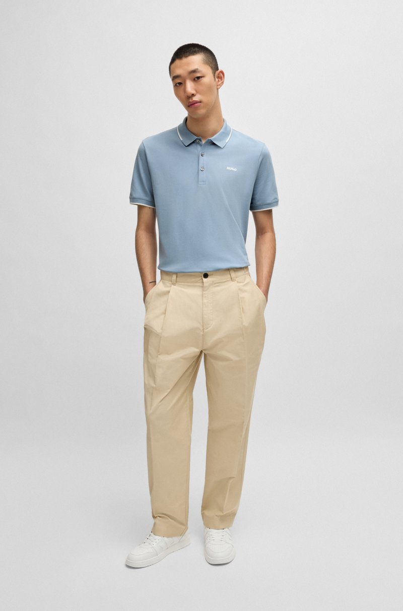 Hugo Boss Polo Slim Fit De Algodón Elástico Con Logo Estampado