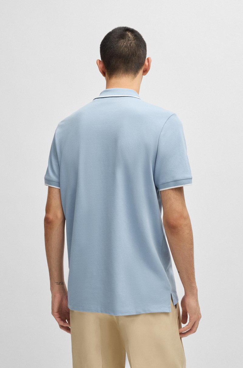 Hugo Boss Polo Slim Fit De Algodón Elástico Con Logo Estampado