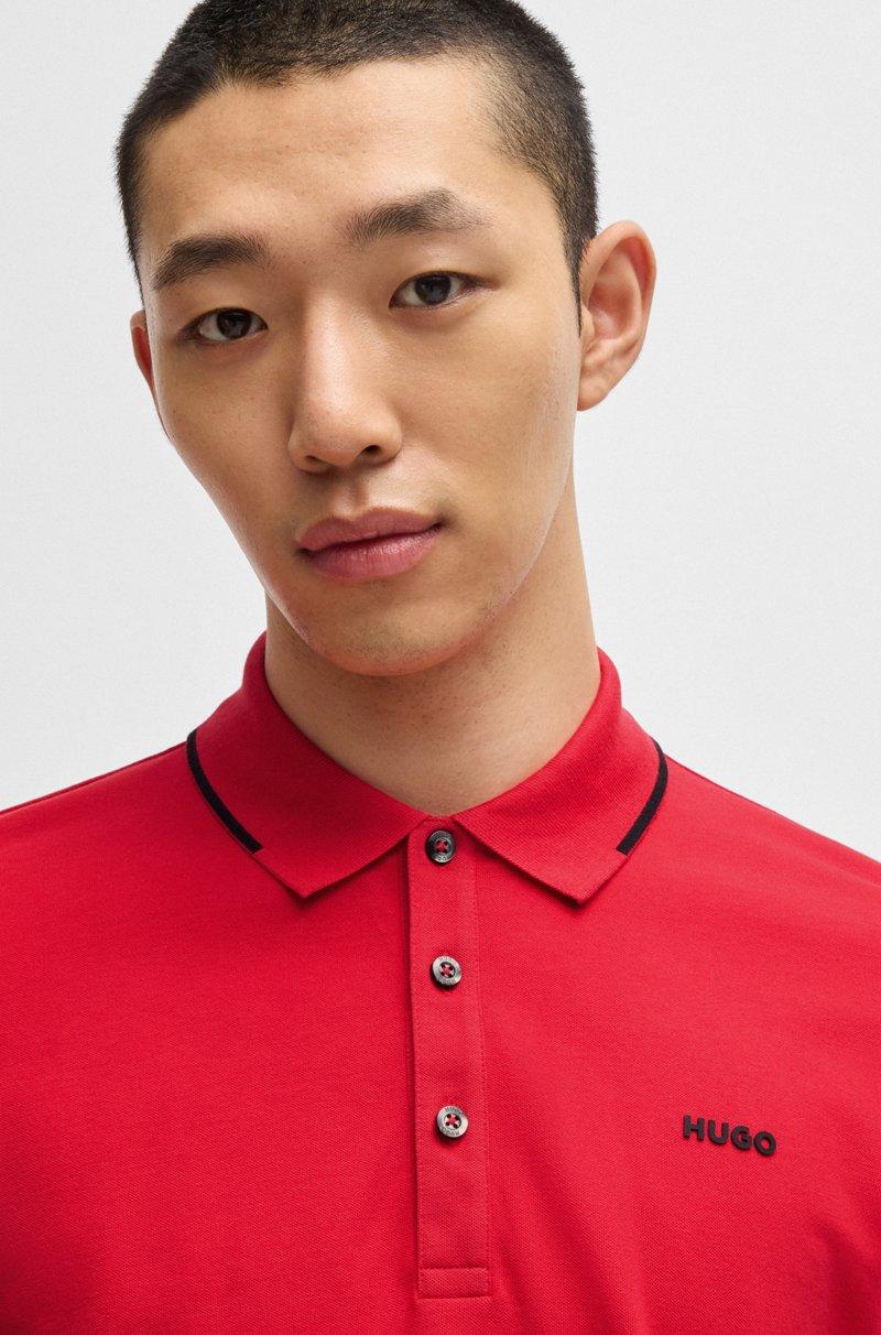 Hugo Boss Polo Slim Fit De Algodón Elástico Con Logo Estampado