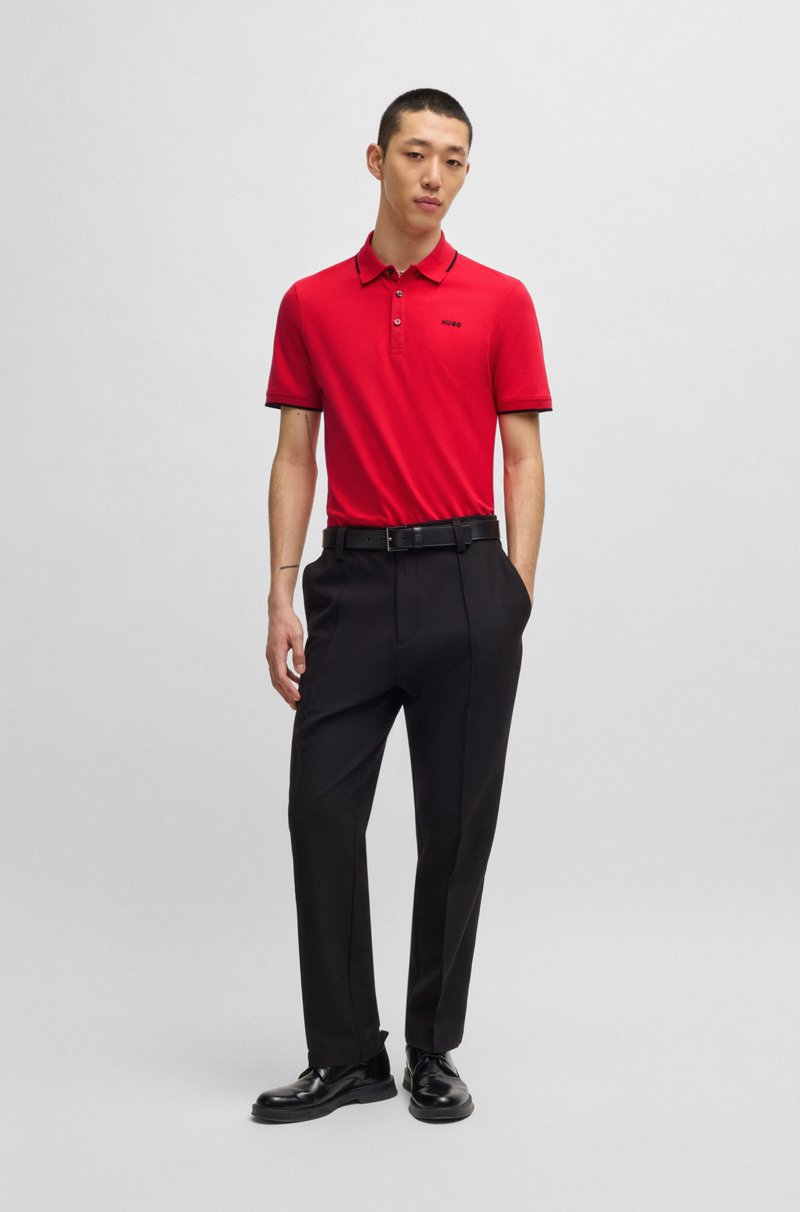 Hugo Boss Polo Slim Fit De Algodón Elástico Con Logo Estampado