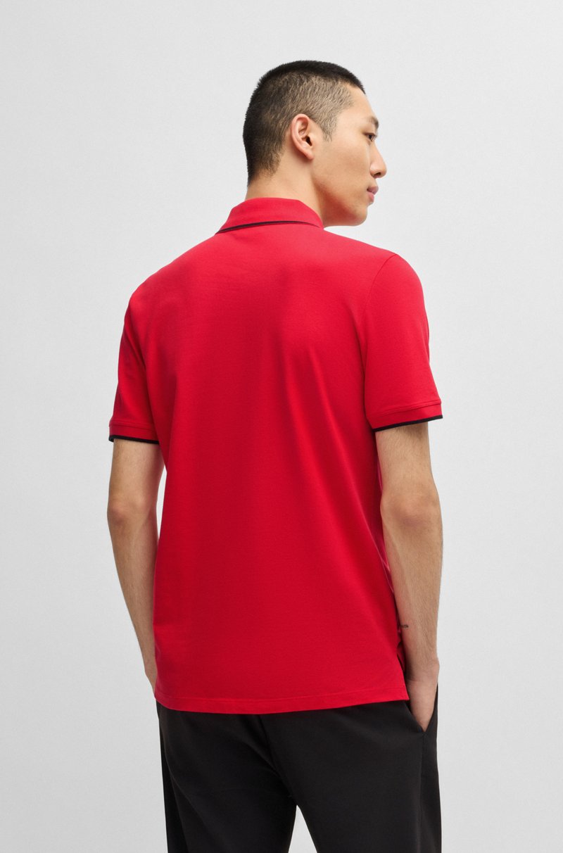 Hugo Boss Polo Slim Fit De Algodón Elástico Con Logo Estampado