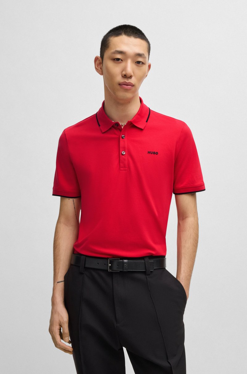 Hugo Boss Polo slim fit de algodón elástico con logo estampado