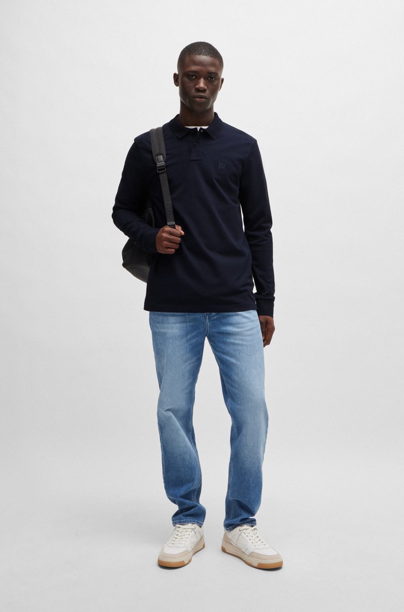 Hugo Boss Polo Slim Fit De Algodón Elástico Con Parche De Logo