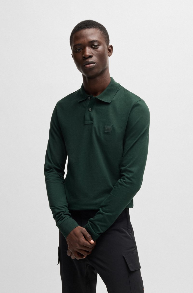 Hugo Boss Polo slim fit de algodón elástico con parche de logo