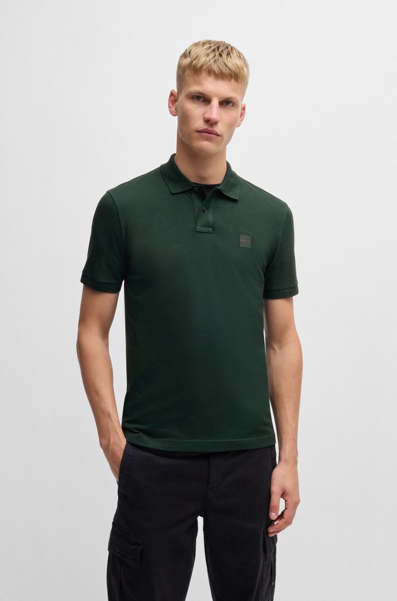 Hugo Boss Polo slim fit de algodón elástico con parche de logo