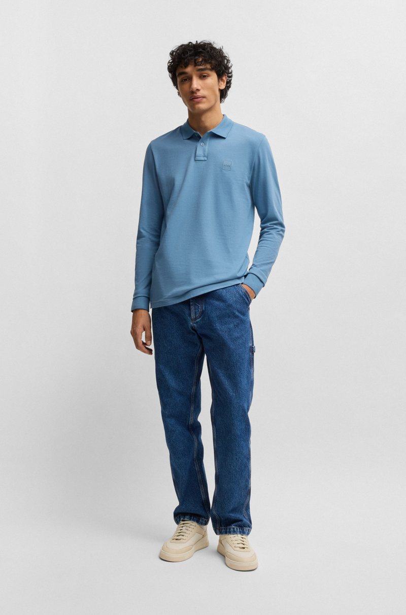 Hugo Boss Polo Slim Fit De Algodón Elástico Con Parche De Logo
