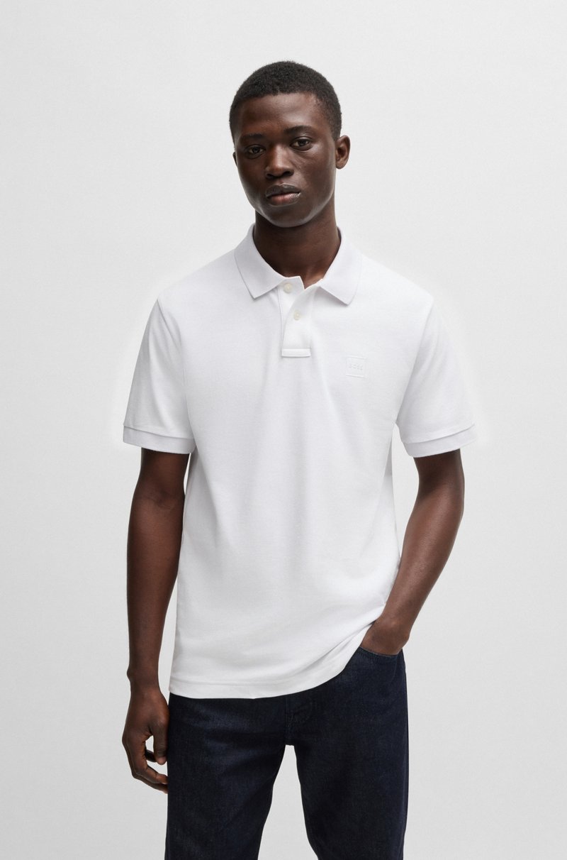 Hugo Boss Polo slim fit de algodón elástico con parche de logo
