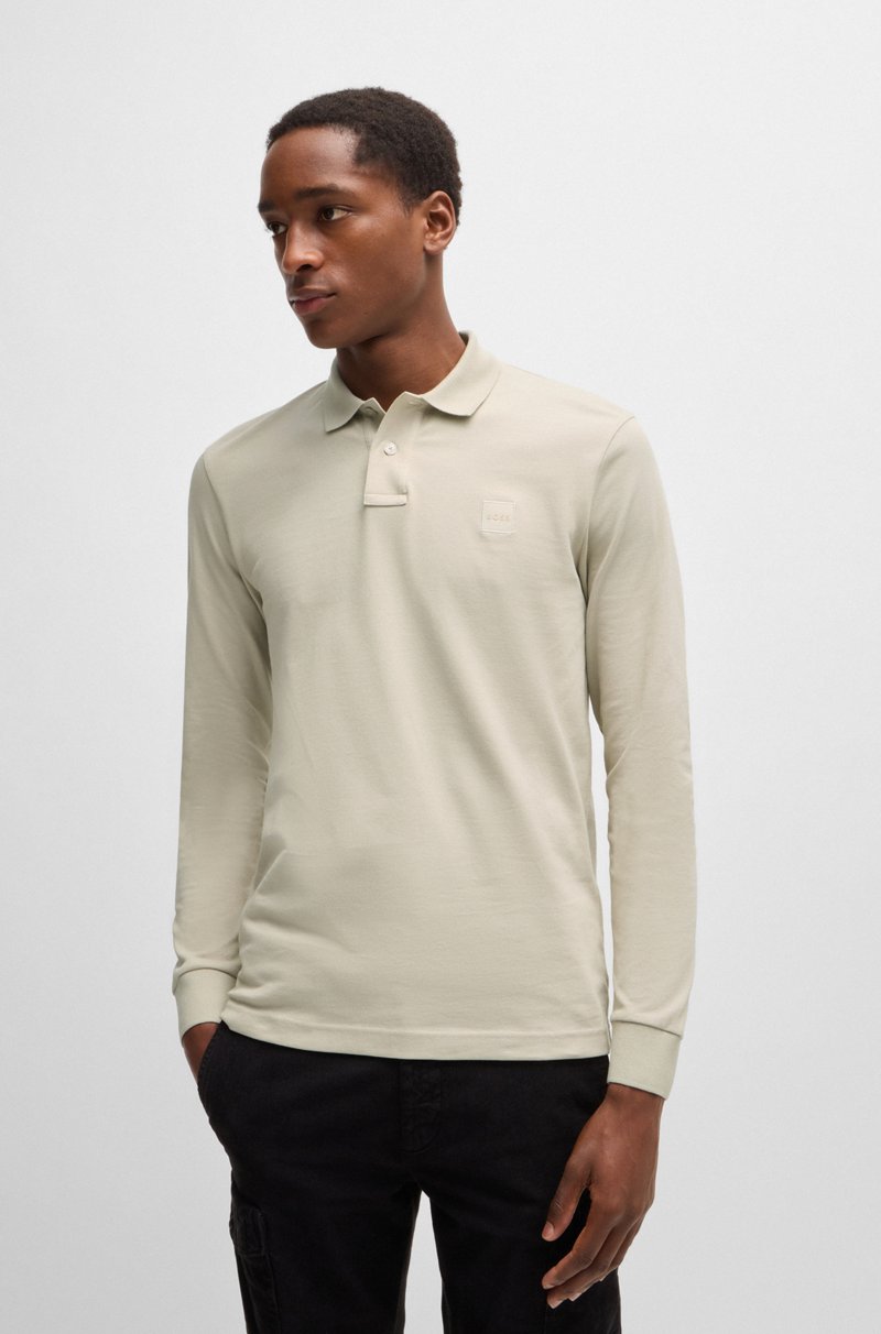 Hugo Boss Polo slim fit de algodón elástico con parche de logo