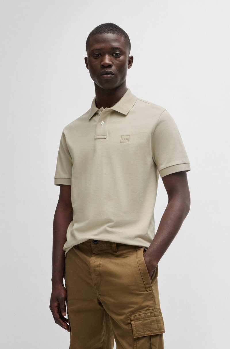 Hugo Boss Polo slim fit de algodón elástico con parche de logo