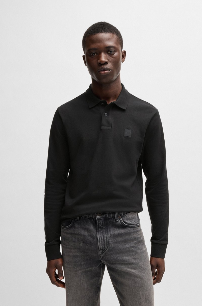 Hugo Boss Polo slim fit de algodón elástico con parche de logo