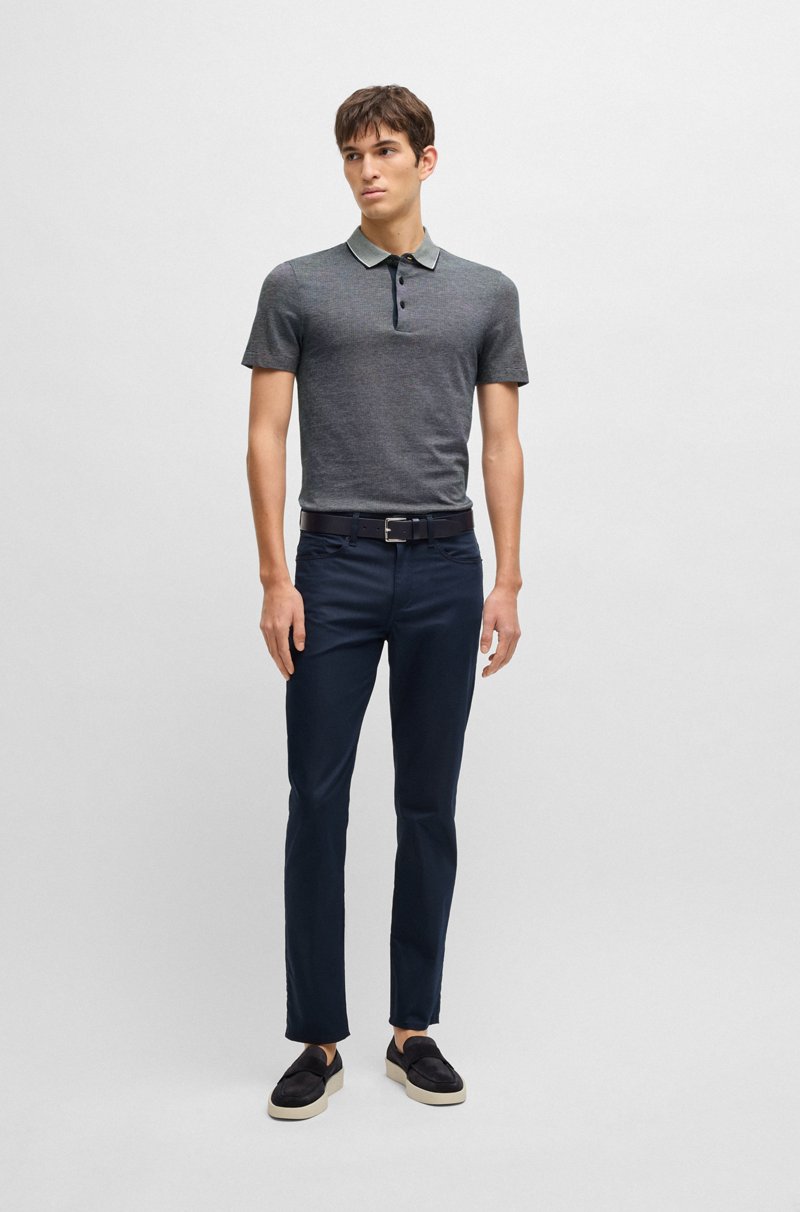 Hugo Boss Polo Slim Fit De Algodón Estructurado Con Cuello En Contraste