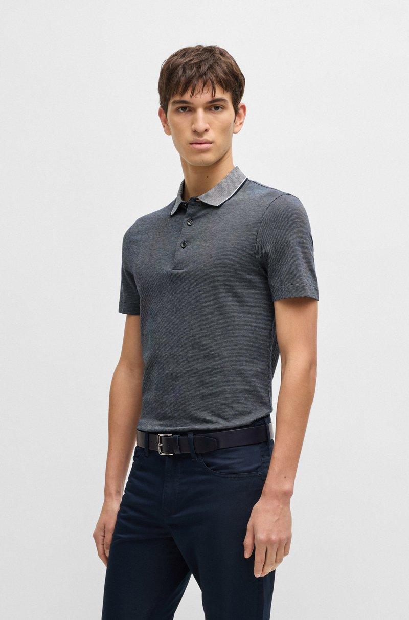 Hugo Boss Polo slim fit de algodón estructurado con cuello en contraste