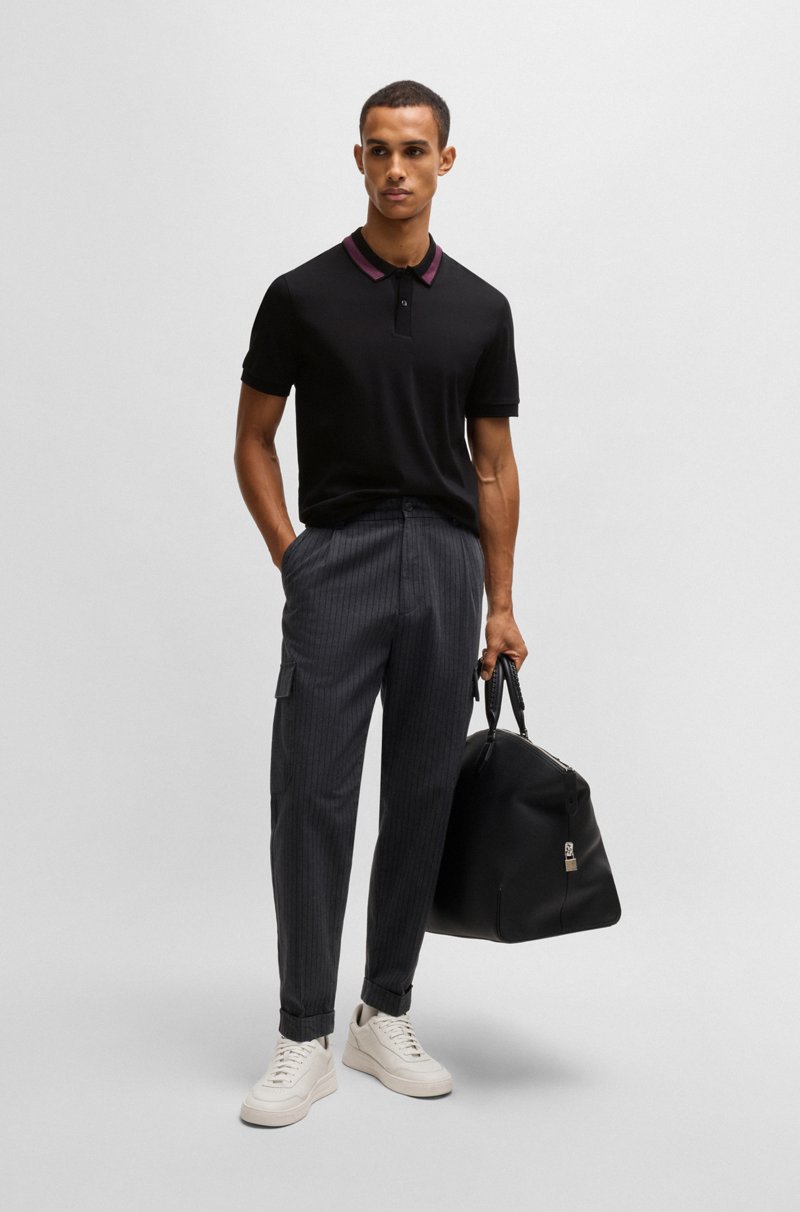 Hugo Boss Polo Slim Fit De Algodón Mercerizado Con Raya En El Cuello