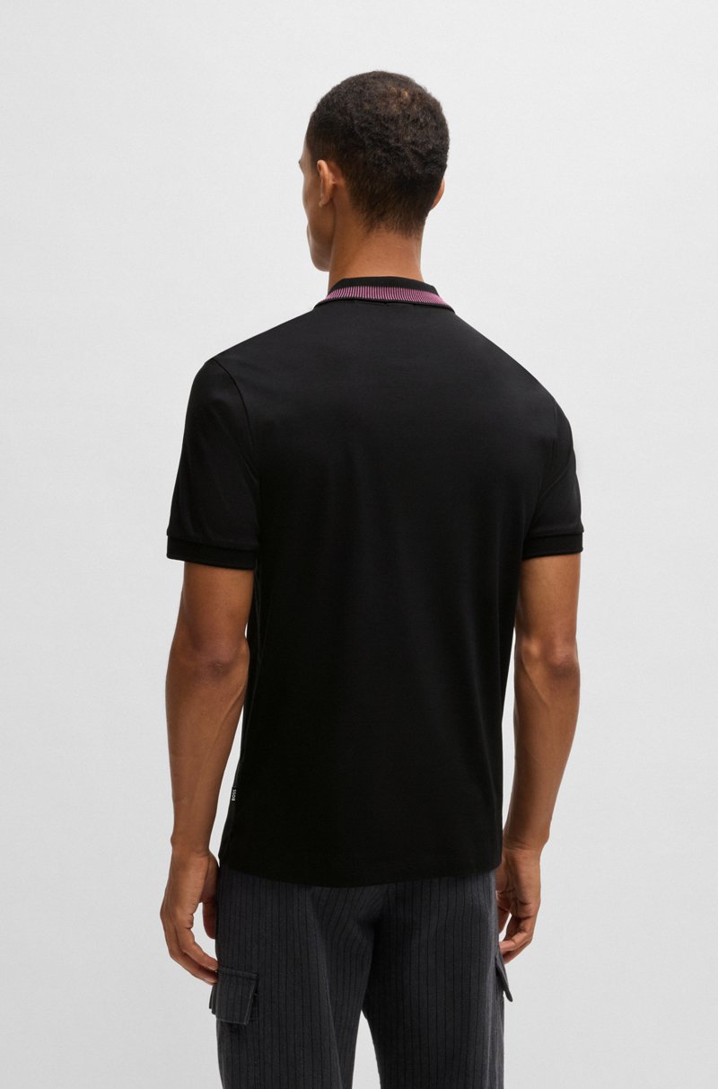 Hugo Boss Polo Slim Fit De Algodón Mercerizado Con Raya En El Cuello