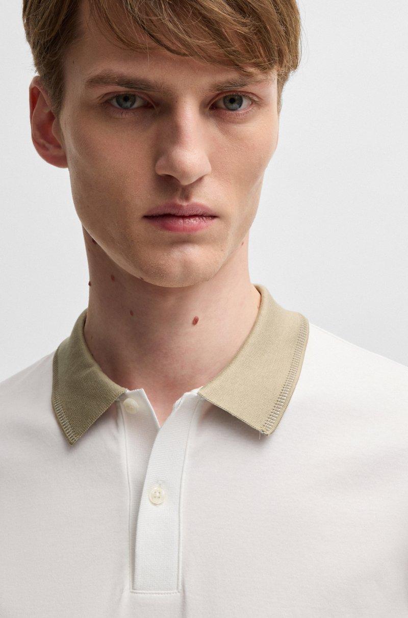 Hugo Boss Polo Slim Fit De Algodón Mercerizado Con Raya En El Cuello