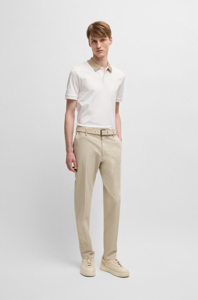 Hugo Boss Polo Slim Fit De Algodón Mercerizado Con Raya En El Cuello