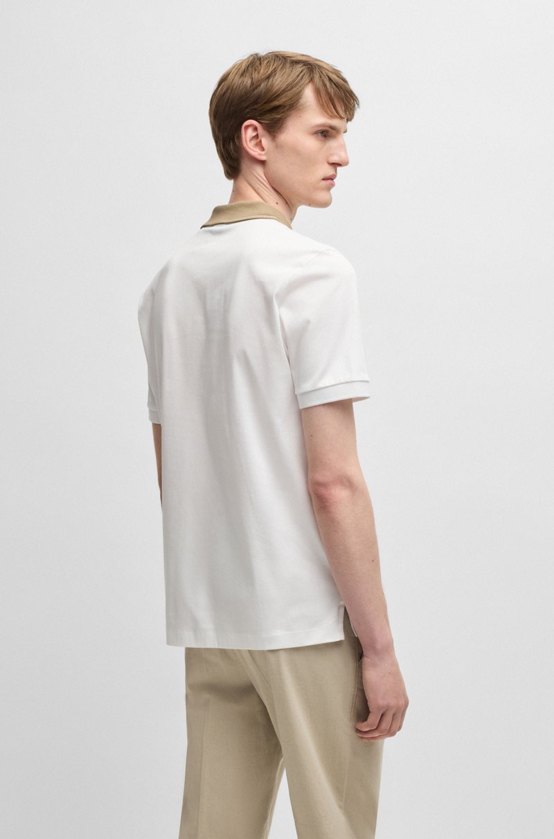 Hugo Boss Polo Slim Fit De Algodón Mercerizado Con Raya En El Cuello