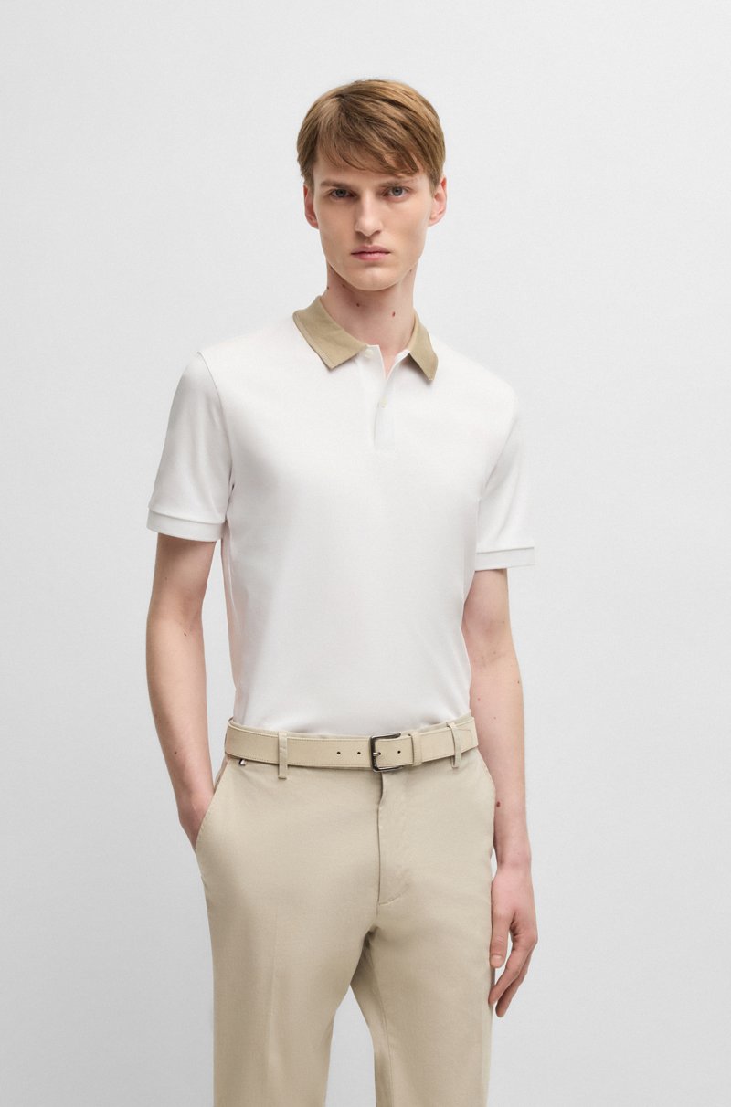Hugo Boss Polo slim fit de algodón mercerizado con raya en el cuello