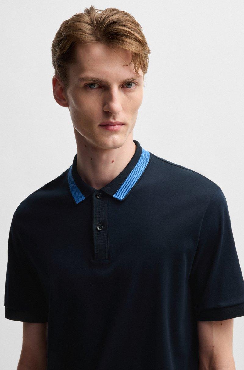 Hugo Boss Polo Slim Fit De Algodón Mercerizado Con Raya En El Cuello