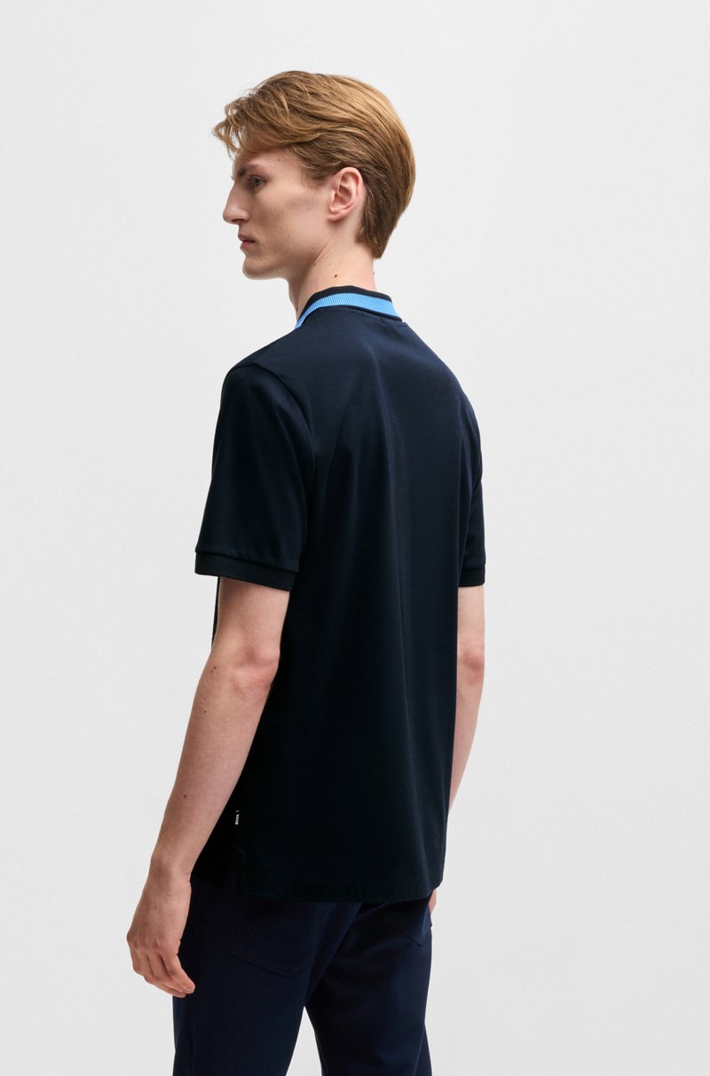 Hugo Boss Polo Slim Fit De Algodón Mercerizado Con Raya En El Cuello
