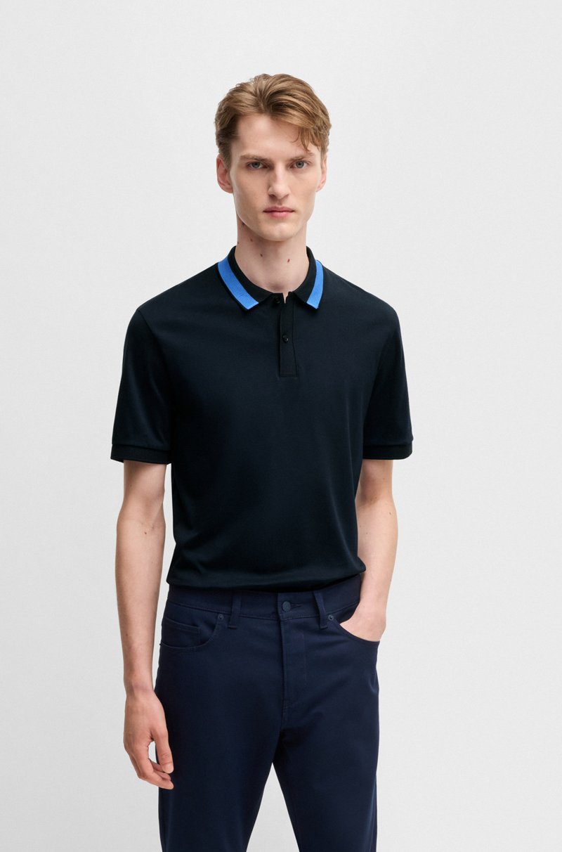 Hugo Boss Polo slim fit de algodón mercerizado con raya en el cuello