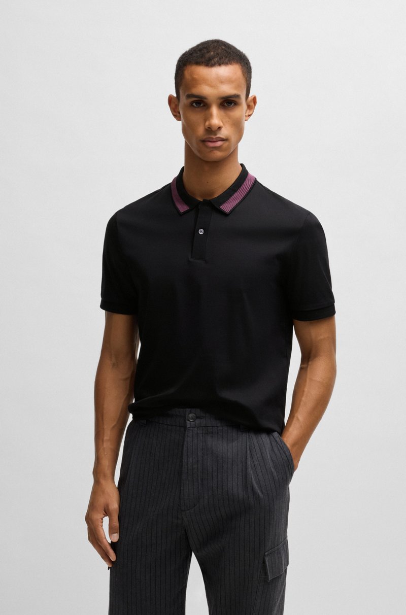 Hugo Boss Polo slim fit de algodón mercerizado con raya en el cuello
