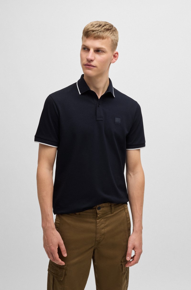 Hugo Boss Polo slim fit de piqué de algodón elástico