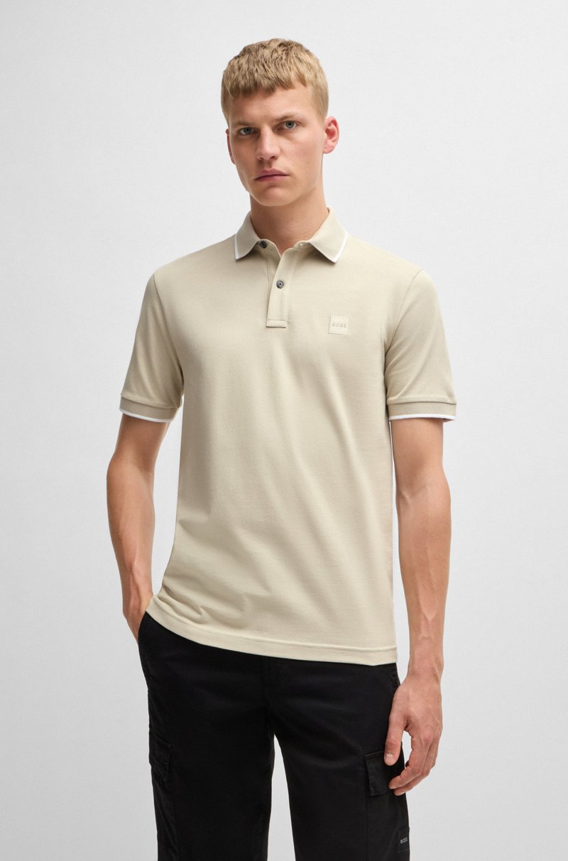 Hugo Boss Polo slim fit de piqué de algodón elástico