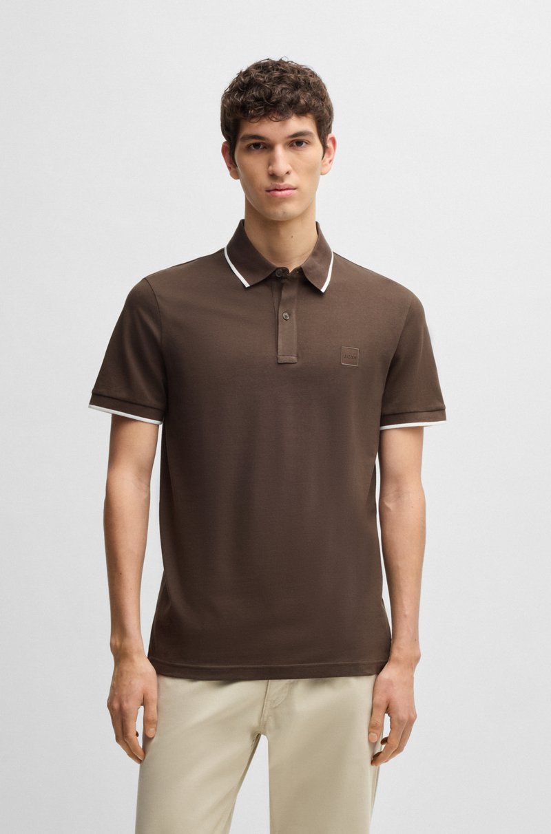Hugo Boss Polo slim fit de piqué de algodón elástico