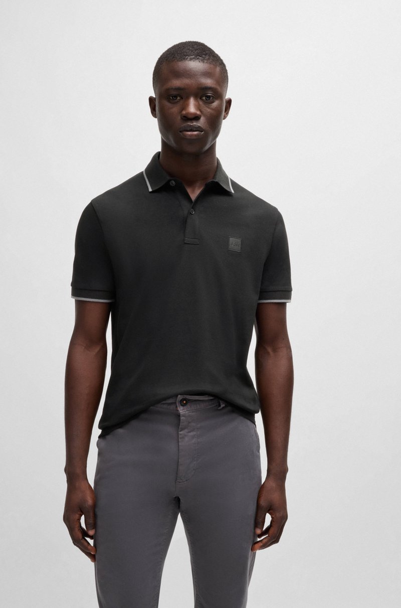 Hugo Boss Polo slim fit de piqué de algodón elástico