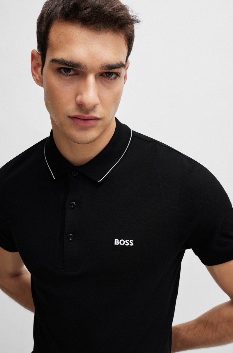 Hugo Boss Polo Slim Fit En Piqué De Algodón Con Logo Tonal