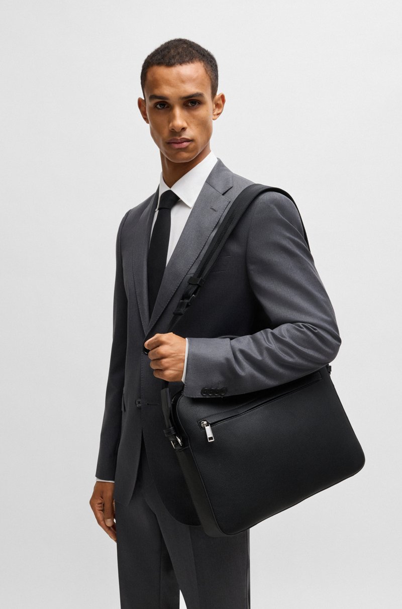 Hugo Boss Portadocumentos De Piel Sintética Granulada Con Ribetes De La Marca