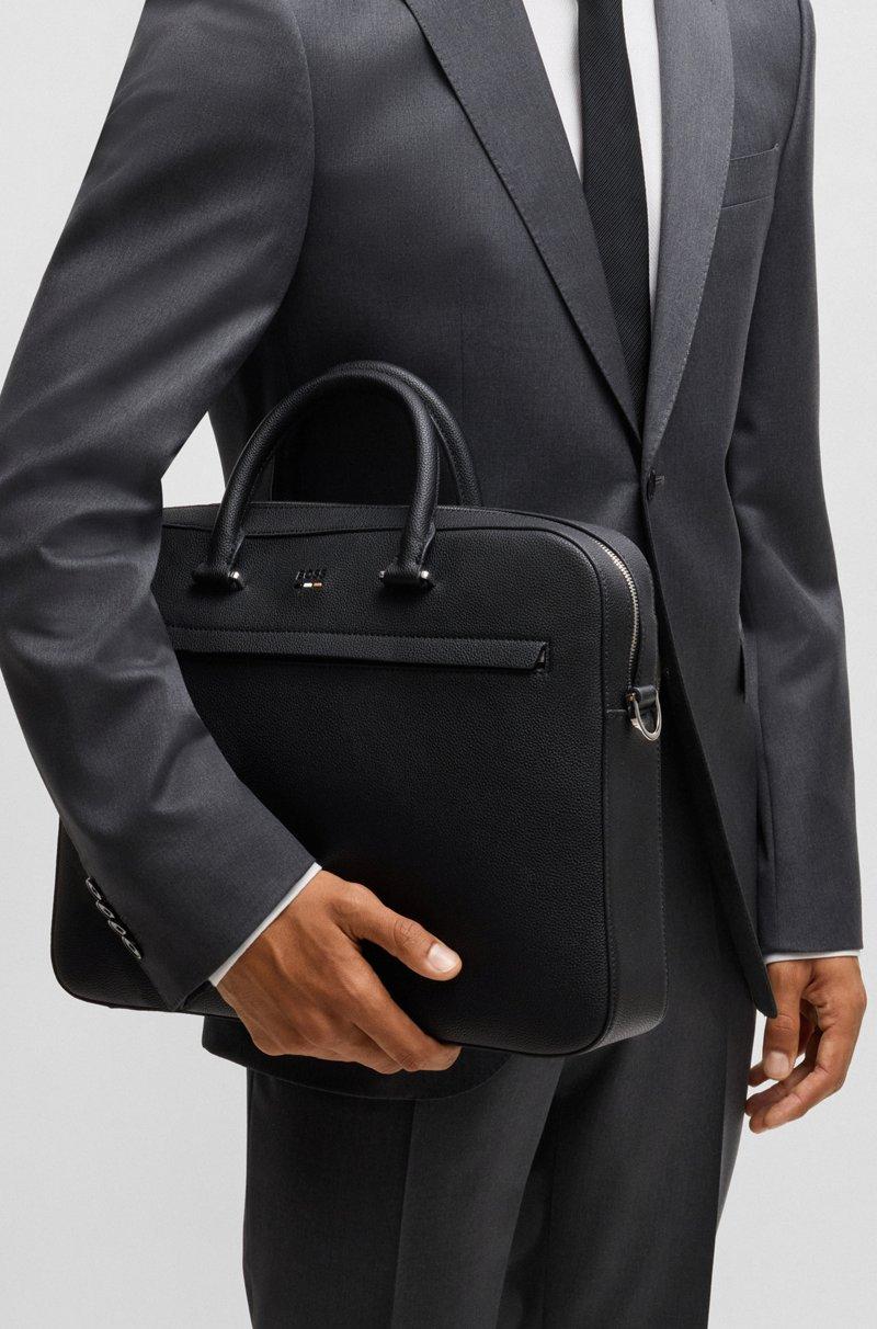 Hugo Boss Portadocumentos De Piel Sintética Granulada Con Ribetes De La Marca