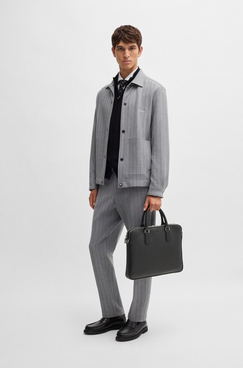 Hugo Boss Portadocumentos Delgado De Piel Italiana Con Logo Grabado