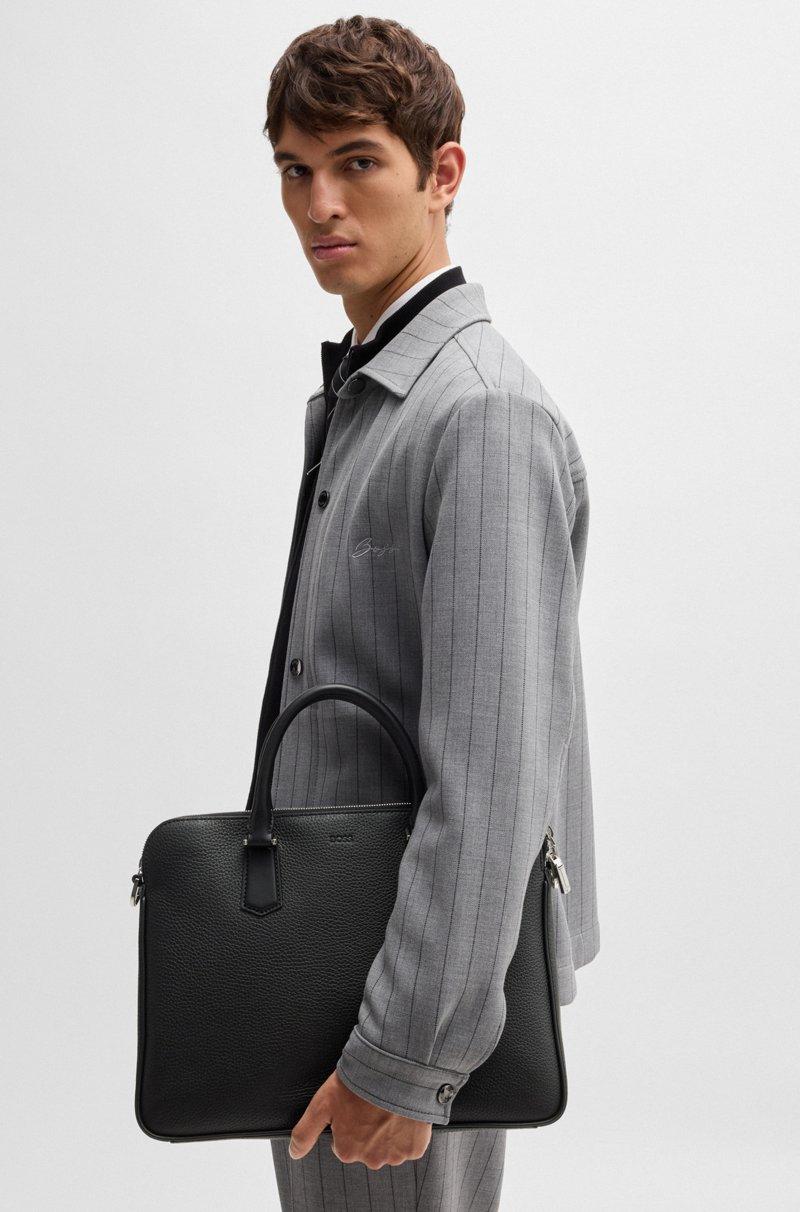 Hugo Boss Portadocumentos Delgado De Piel Italiana Con Logo Grabado