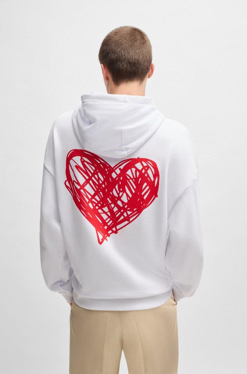 Hugo Boss Prenda Con Capucha En Felpa De Algodón Con Eslogan Y Gráficos De Corazones