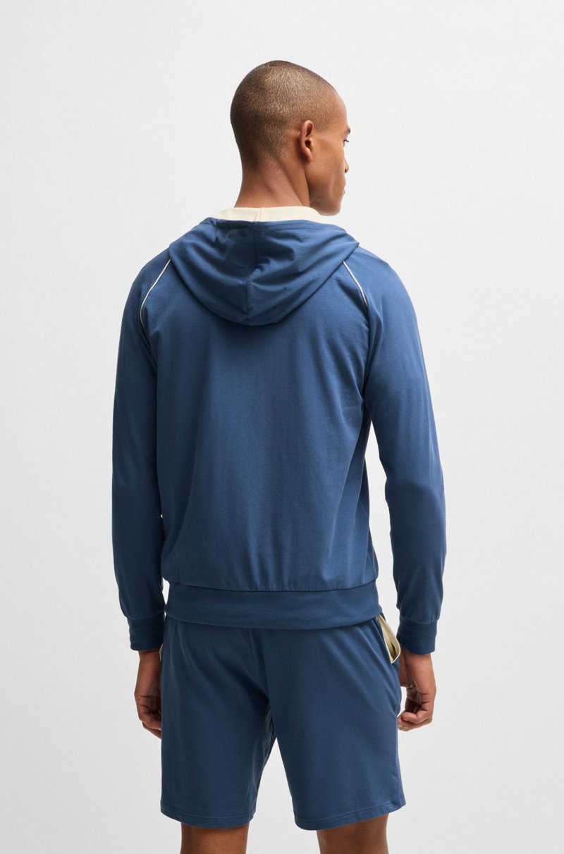 Hugo Boss Prenda Con Capucha Y Cremallera En Algodón Elástico Con Logo Bordado